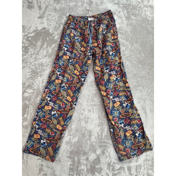 Disney Parks Pajama Pants Lounge Pants Size M Mickey Mouse Attractions Print - Picture 1 of 10